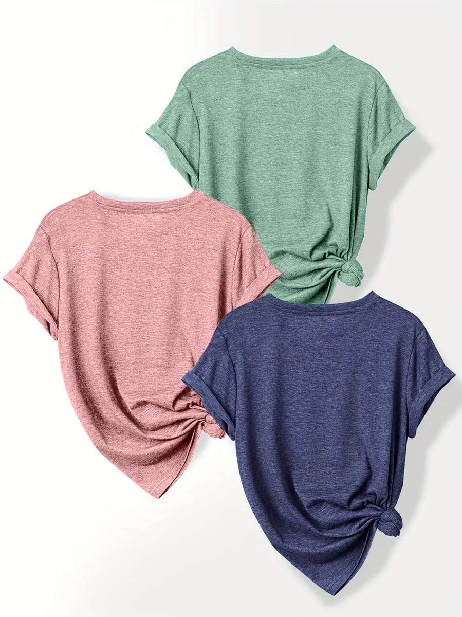Womens T Shirt Color Light Green   Pink   Sea Blue Size4Xl