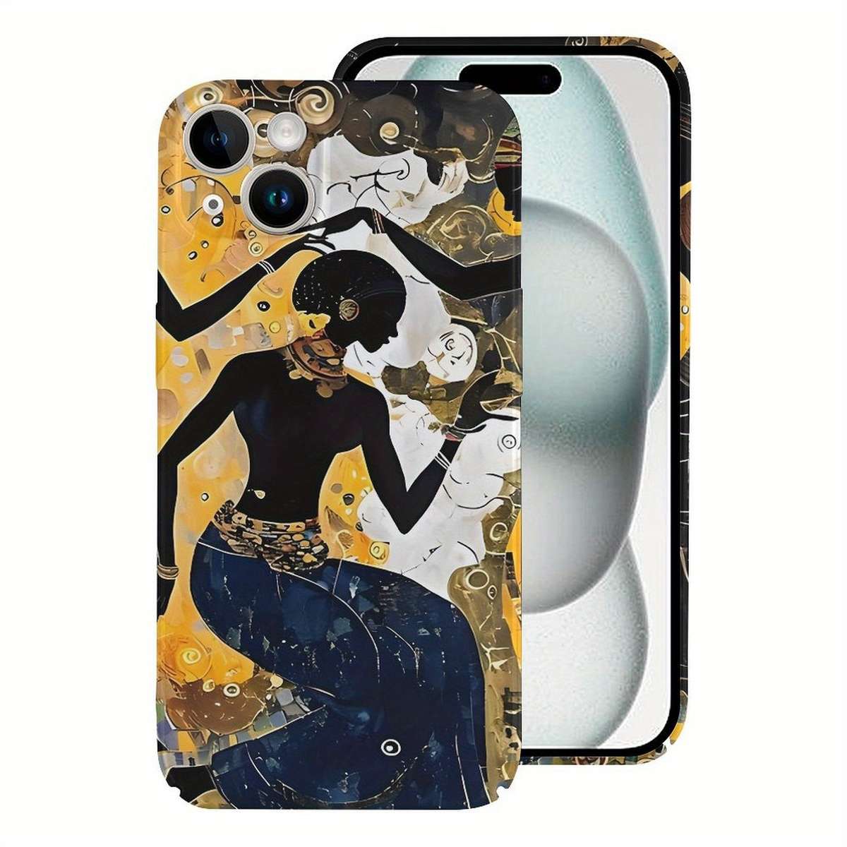 1Pc White For iPhone 15 Pro Max Dance African Beauty Phone Case