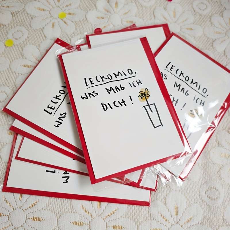 Greeting Cards Color Simple Red Items 1 Card And 1 Envelope Handwritten Greeting Card
