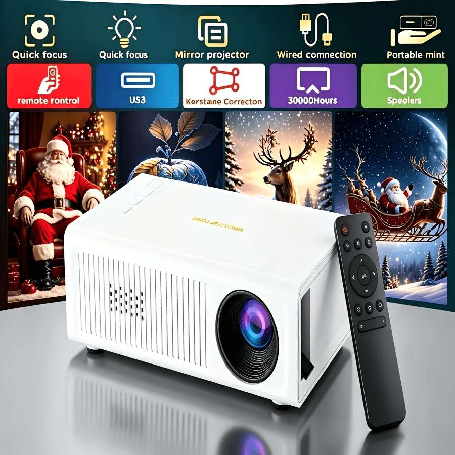 Projector Style White Multi Functional Mobile Phone Projector With Remote Control
