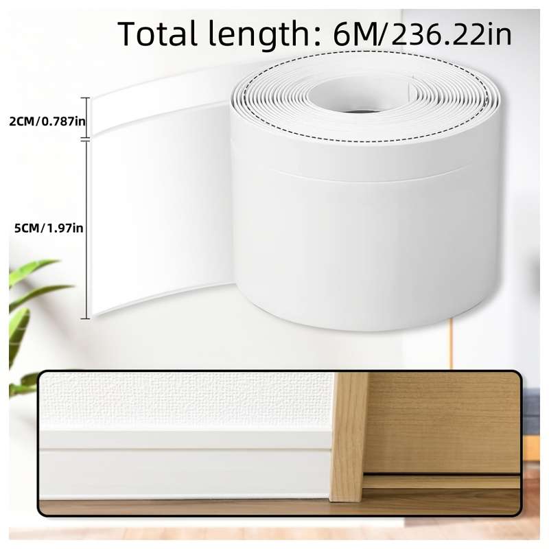 Skirting Board 6 Meters Long 50*20Mm White Pvc Selfadhesive Soft Kick Line 1 Yellow Scraper