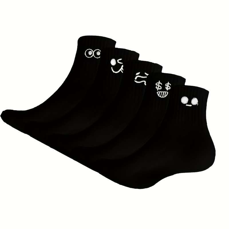 5 Pairs Black One Size High Elastic Socks