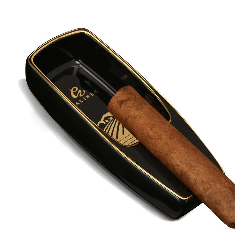 Creative Cigar Ashtray Portable Large Mouth Single Cigar Ceramic Multi Black