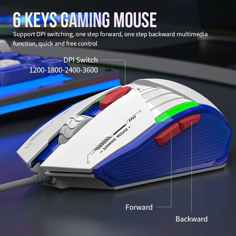 Keyboard Color White Blue Red Items Keyboard+mouse Set