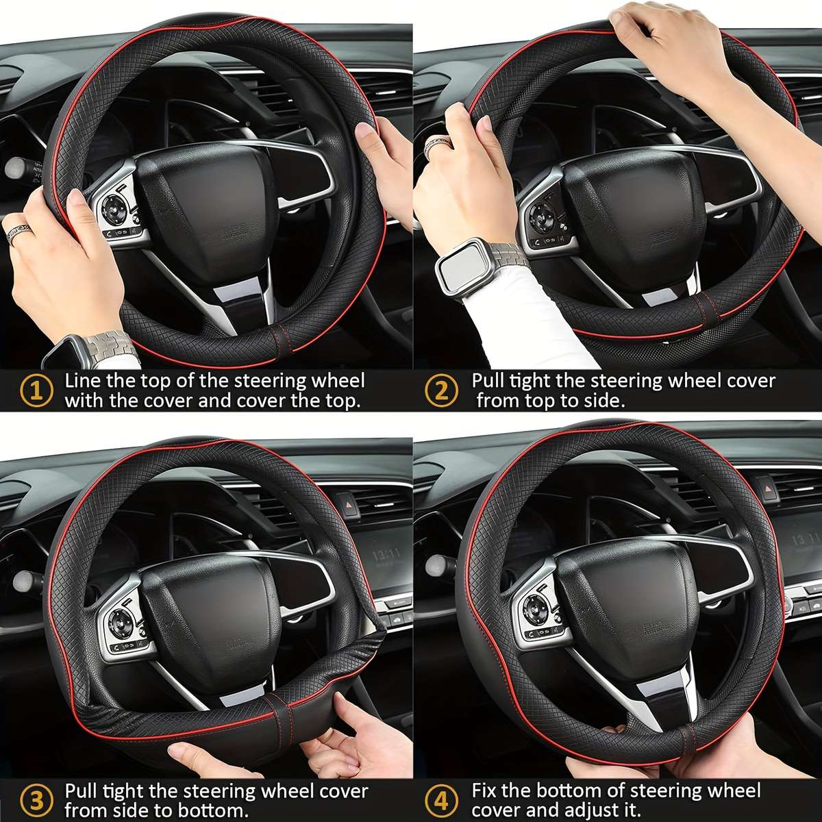 Car Steering Wheel Cover Black
