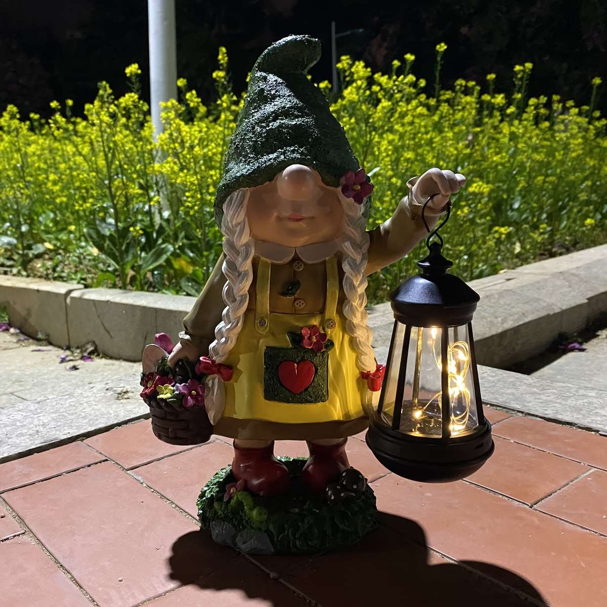 32 51Cm Enchanting Gnome Lantern Garden Statue Solar Powered Indoor Outdoor