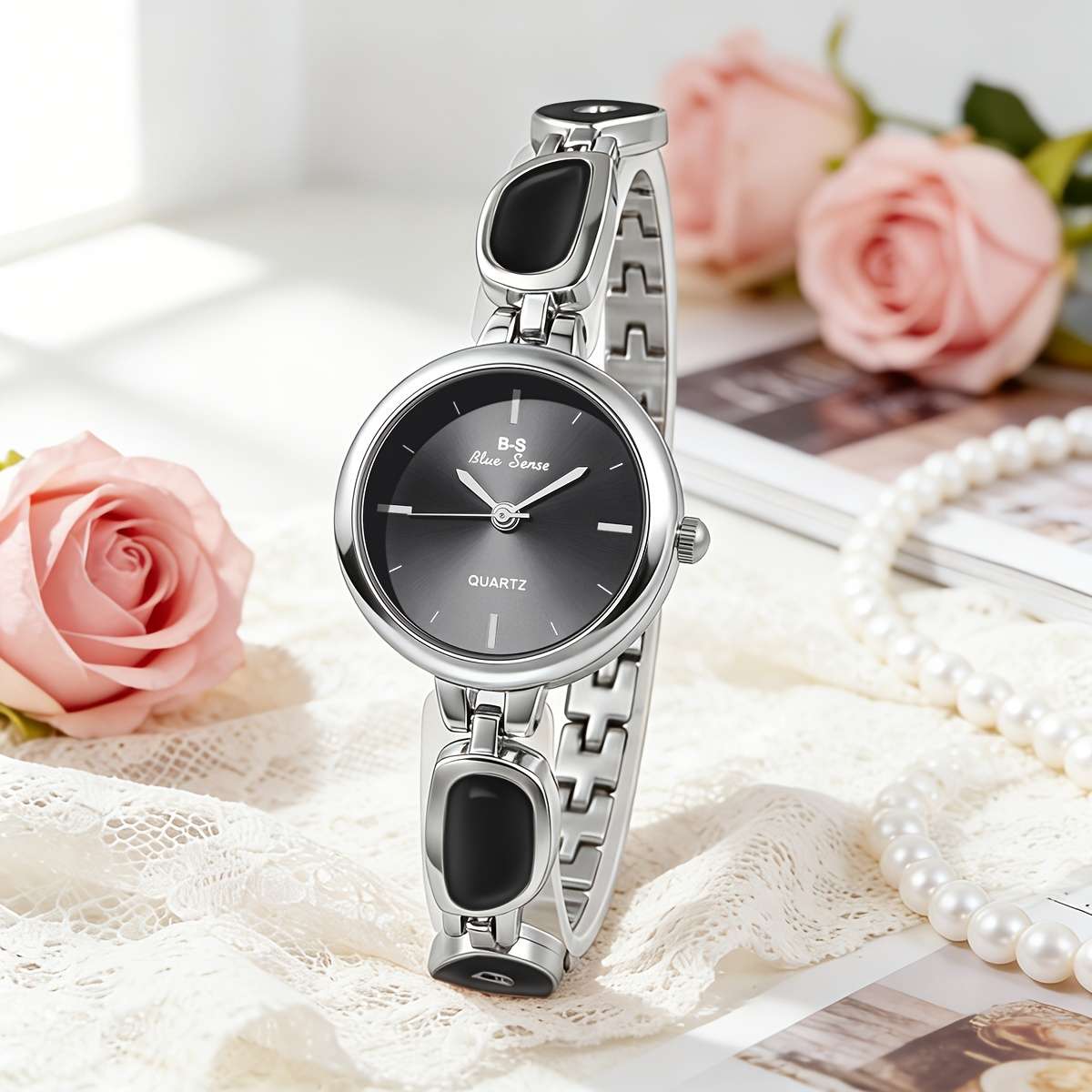 Ladies Quartz Watch Able Non Round Case Zinc Alloy Black 1