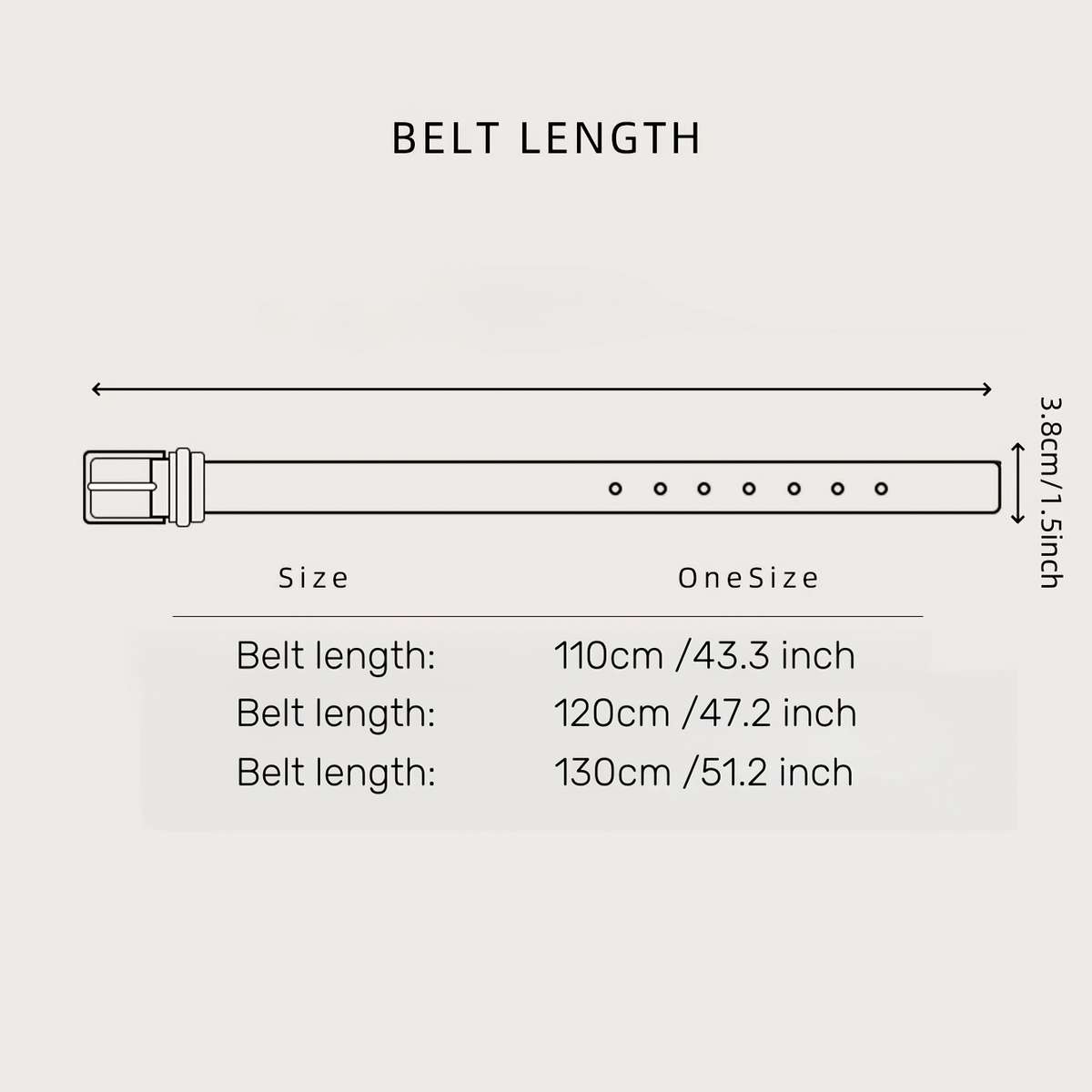 Belt Size 130Cm 51.1Inch Style Q
