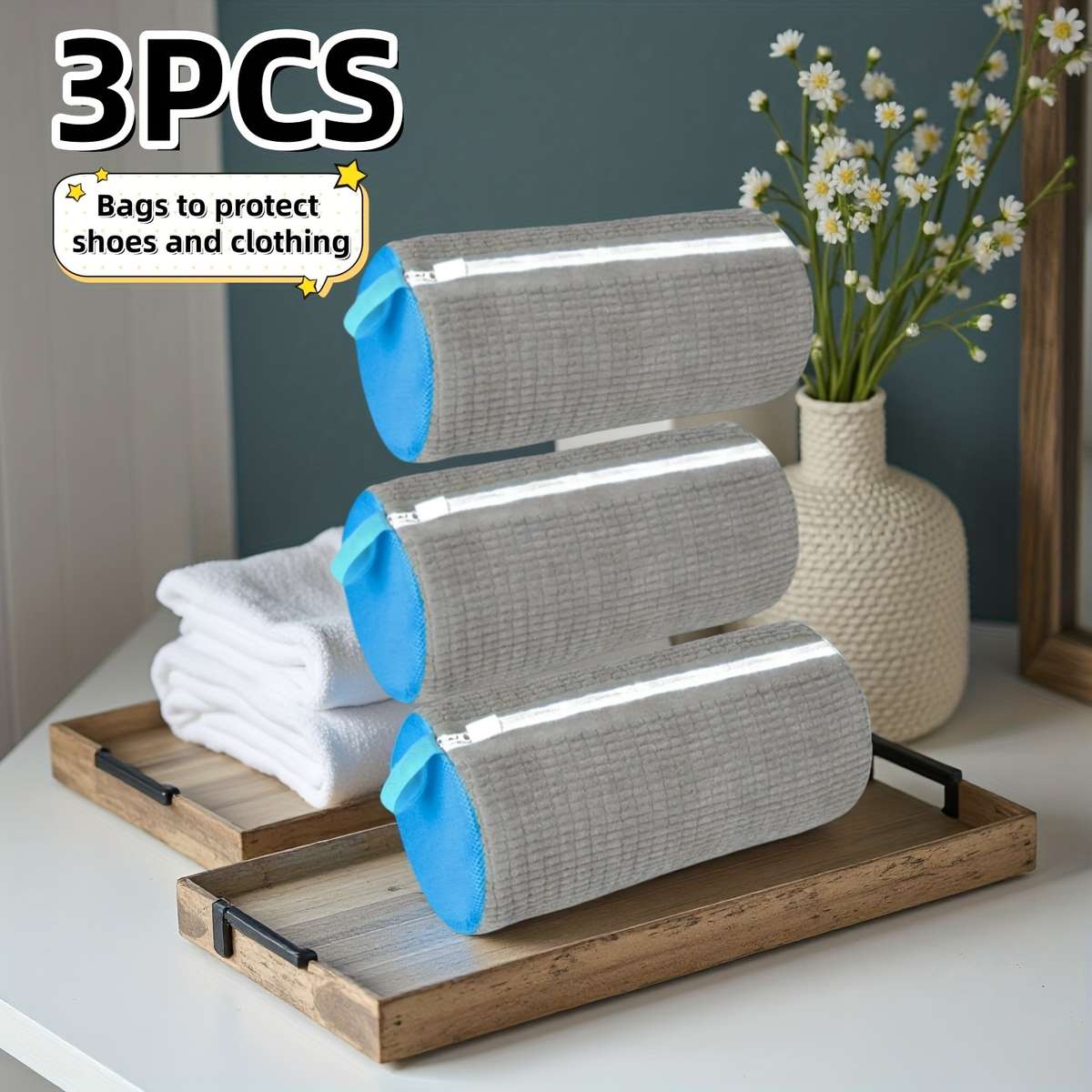 Laundry Bags Color Grey Quantity3Pcs