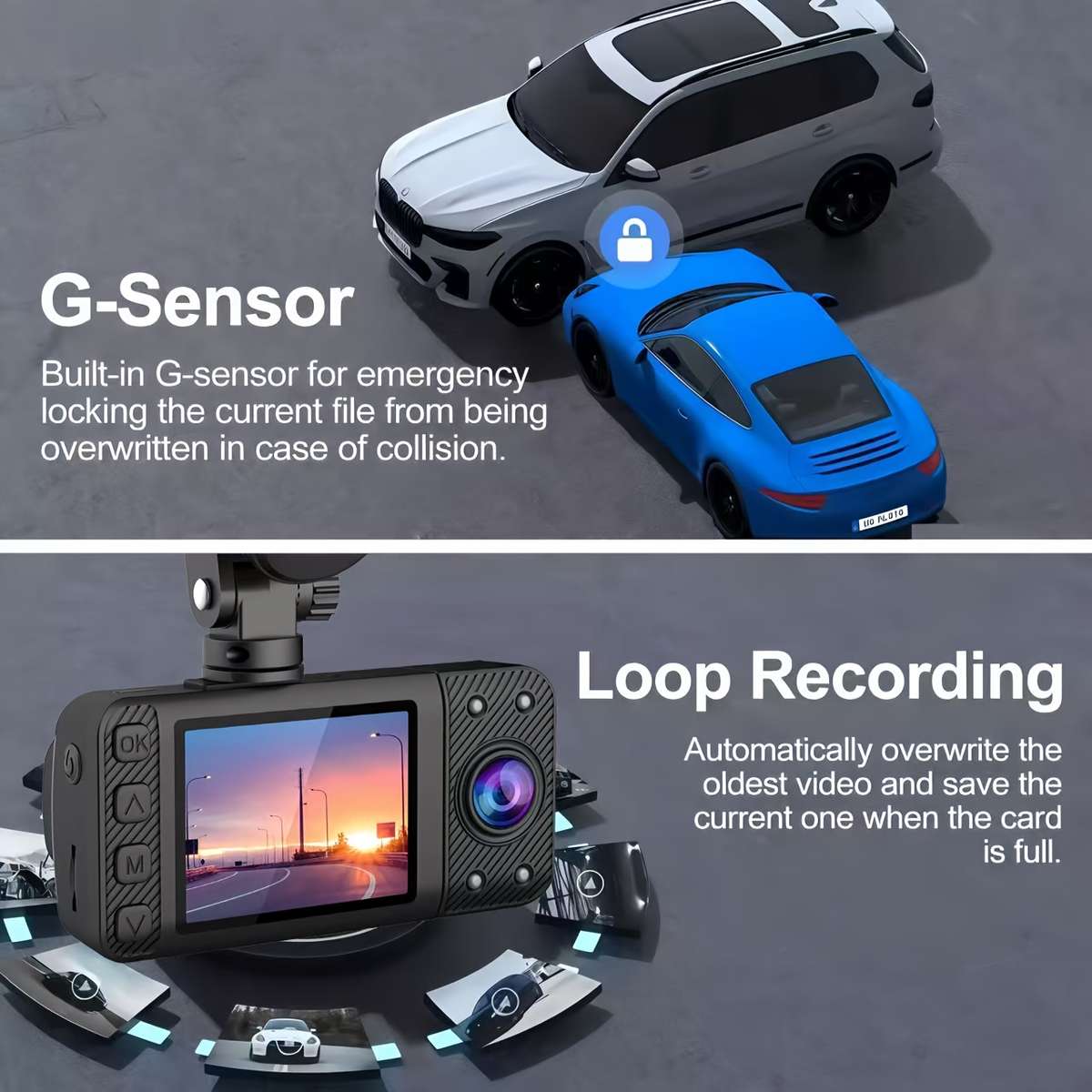 Dashcam Model 3 Lenses   32Gtf Card