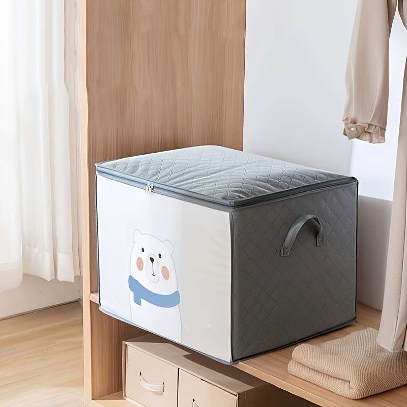 2Pcs Large Capacity Printed Storage Totes Quilt Light Blue 2Pcs