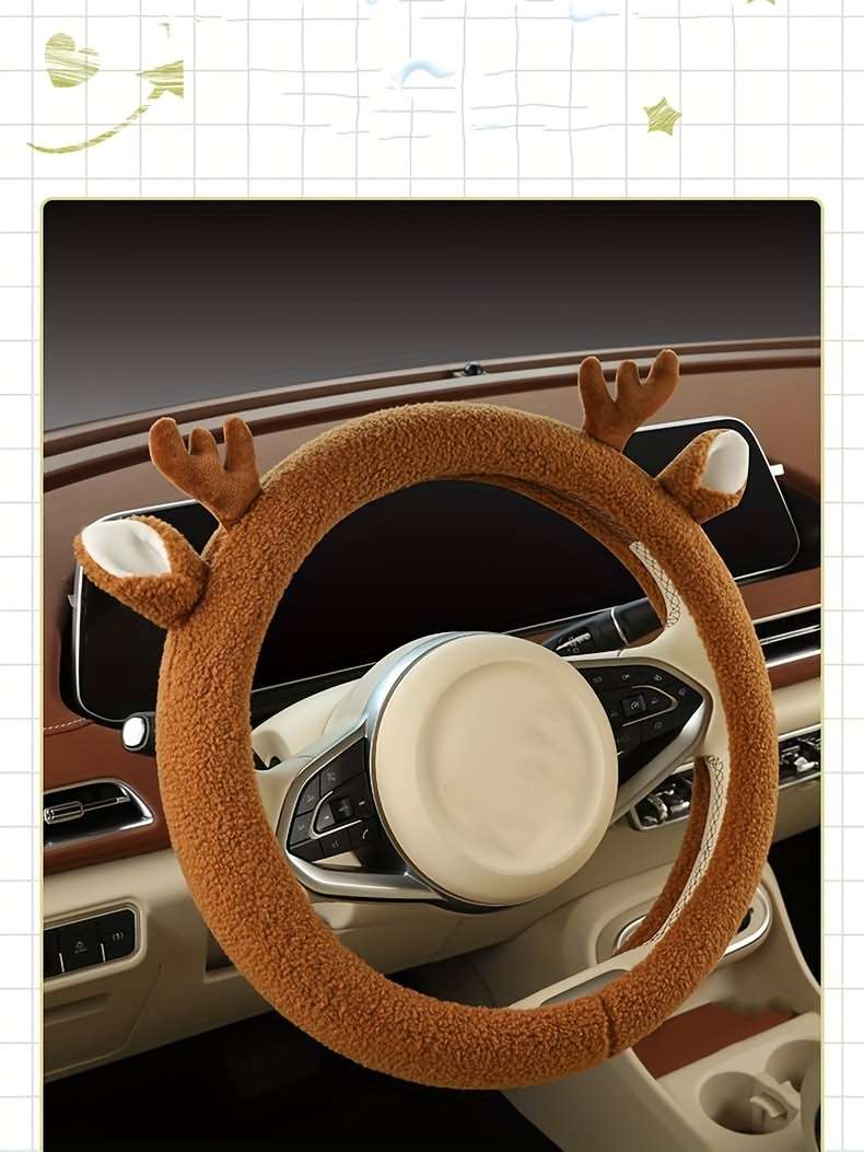 Car Steering Wheel Cover White Model D Type