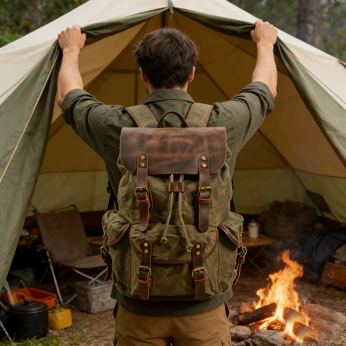 Men S Backpack Khaki 1