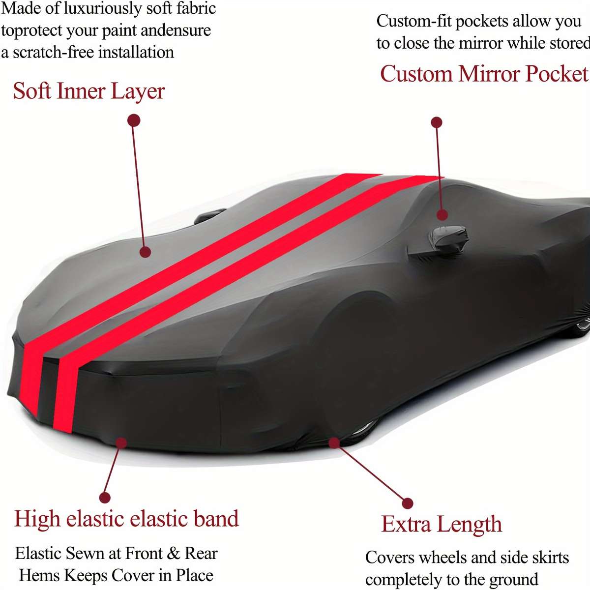 Car Cover Color Black Red Model For C5