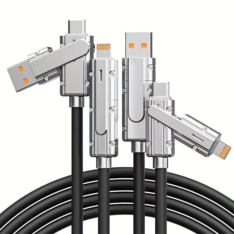 1pc 100cm 4in1 Data Cable USB to Lightning Cable for iPhone 14 13 12 11 USB C to Type C Cable