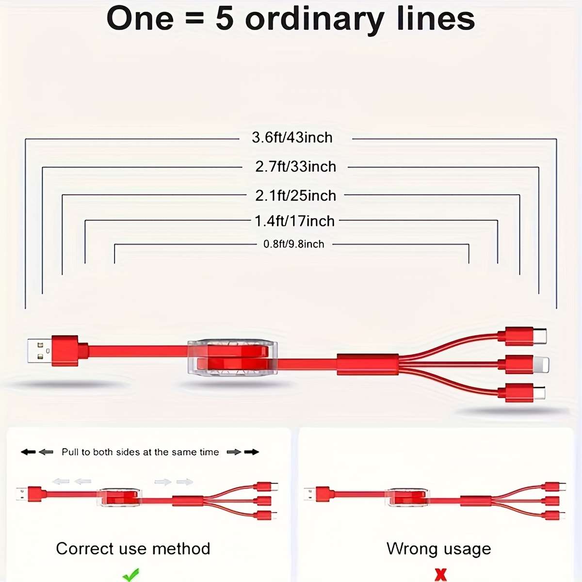 Charging Cable Color Black 1.2M 47.24Inch