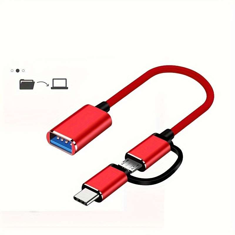 1pc 2in1 USB OTG Adapter Cable Versatile Converter for Multiple Devices Durable and Flexibl
