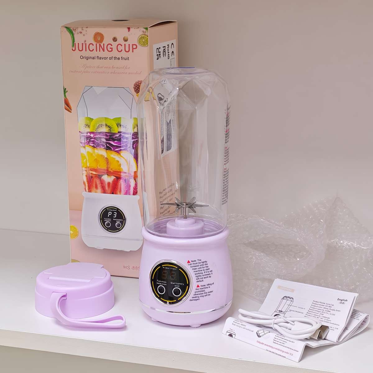 Juicer Capacity Purple 550Ml Cup 18Oz  Portable Lid