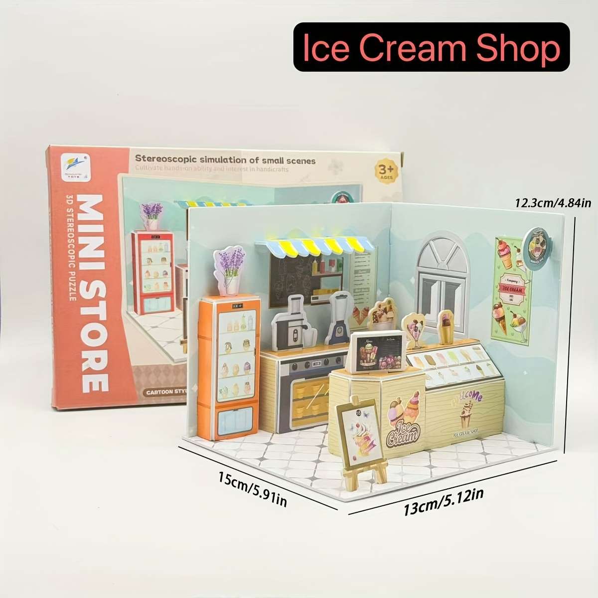 3D Building Model Puzzle Set Style Ice Cream Shop Set 17Pcs