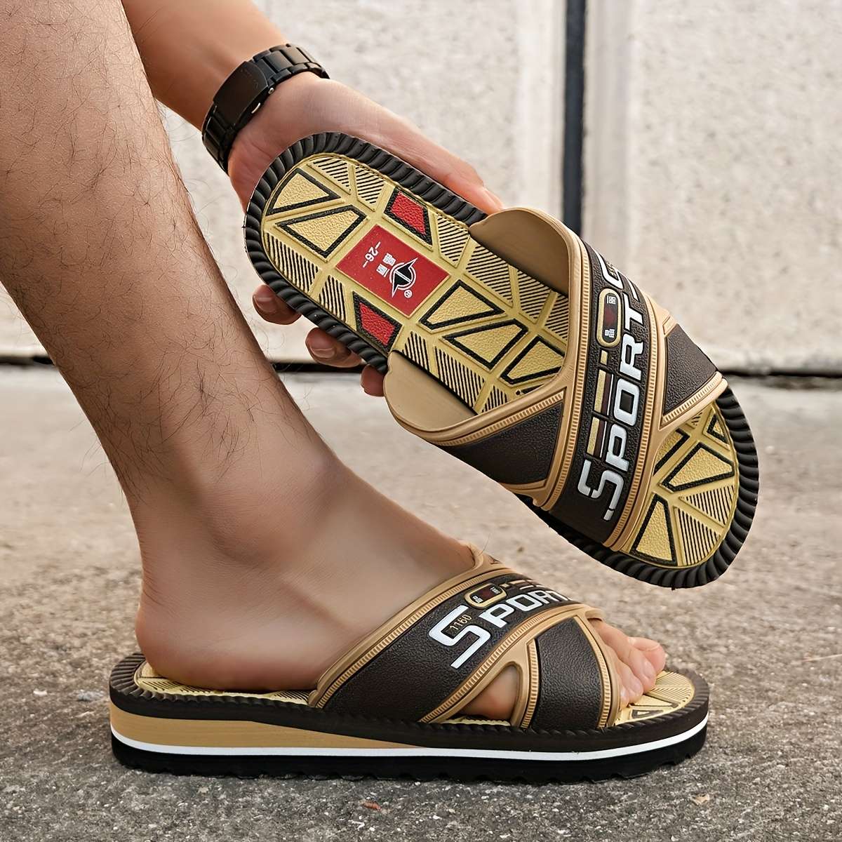 Men Slippers Summer Style Blue Size Uk 7