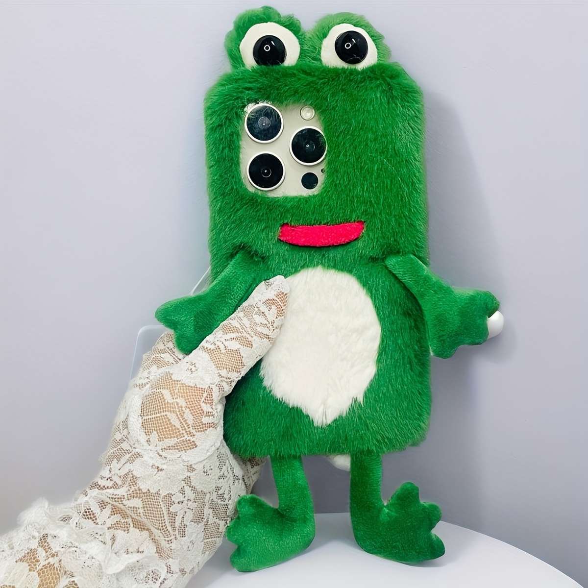 1Pc Mixed Color For iPhone 12 Pro Max Plush Green Frog Phone Case