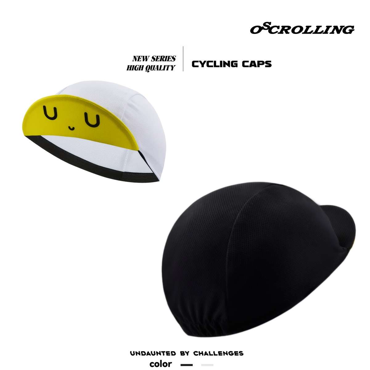 Breathable Cycling Cap With Funny Facial Expression Black White Polyester Hand Washable