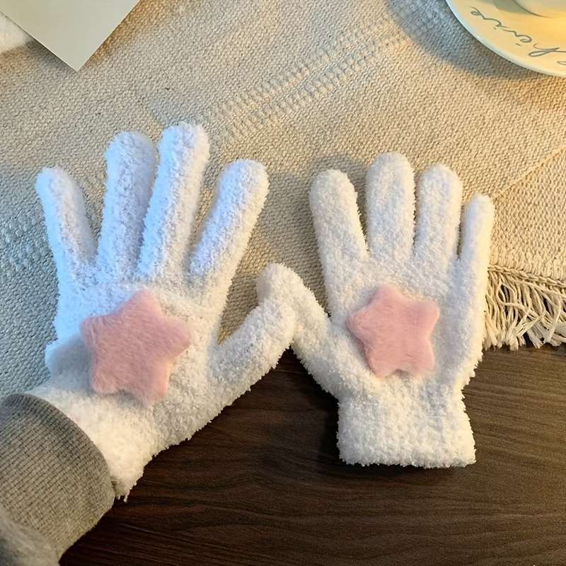 Winter Gloves Color Pink Star  Add White