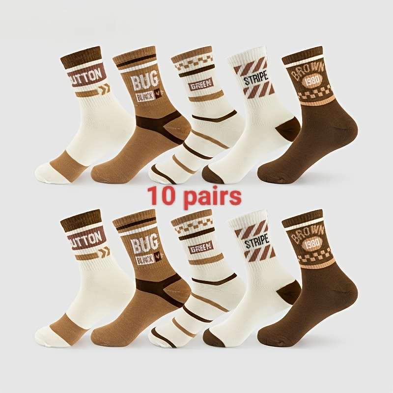 10 Pairs Random Mixed Colors One Size High Elastic Socks
