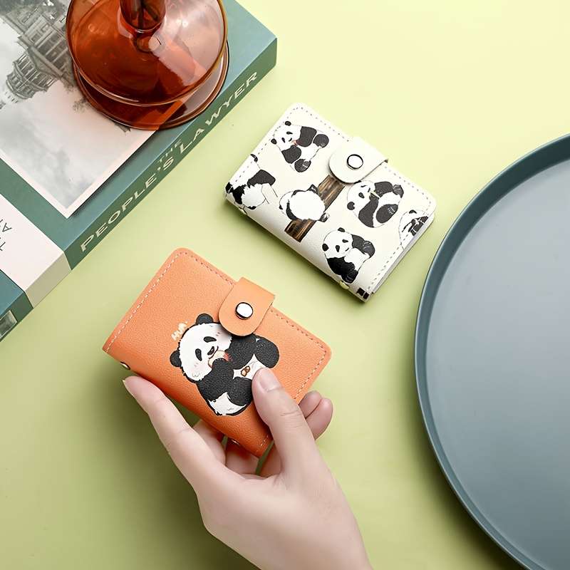 Cute Panda Pattern Womens Credit Card Wallet Multi-Slot Large Capacity Compact Design With
