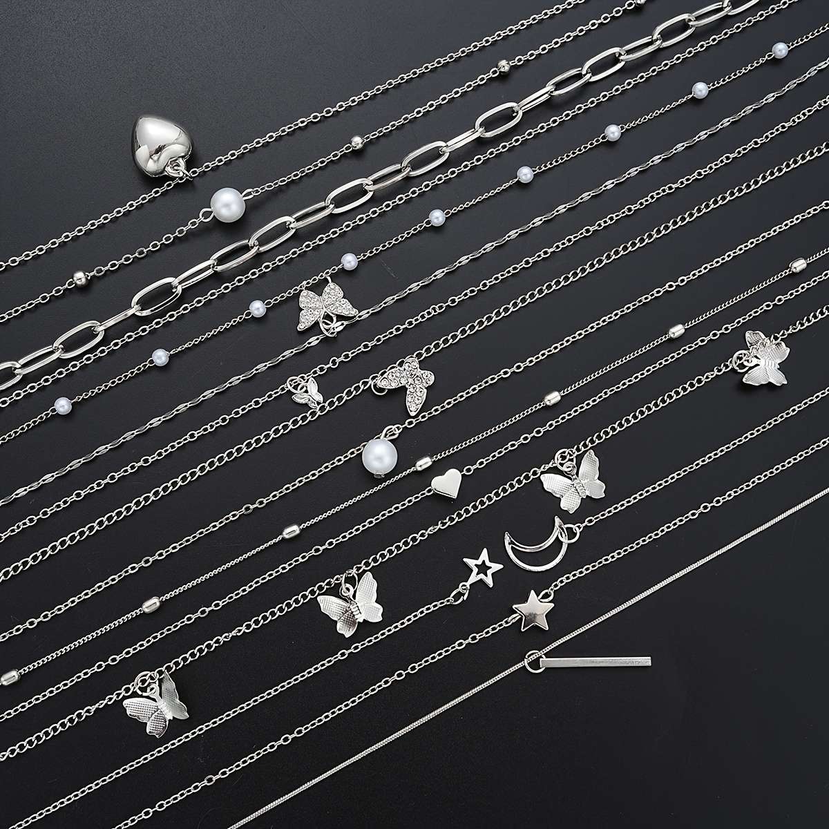 14Pcs Plated Women Fashion Chain Necklace