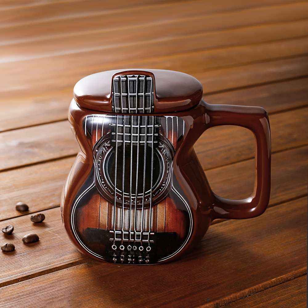 Water Cup Style Ceramic Cup   Coffee Guitar  With Lid