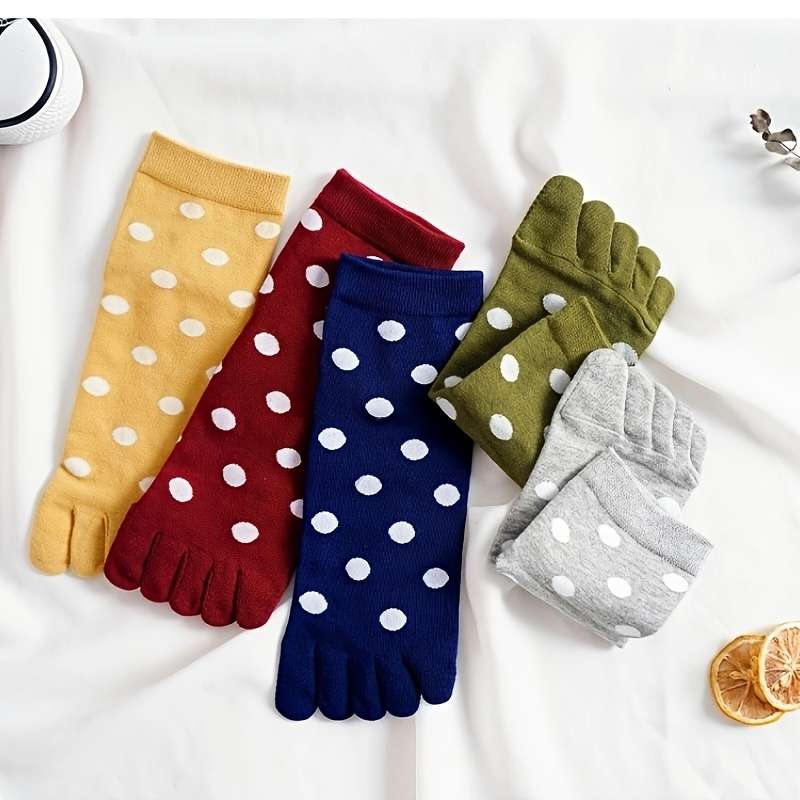 Women S Socks Color Round Dot Mixed Color 5 Pairs Pack Size Onesize