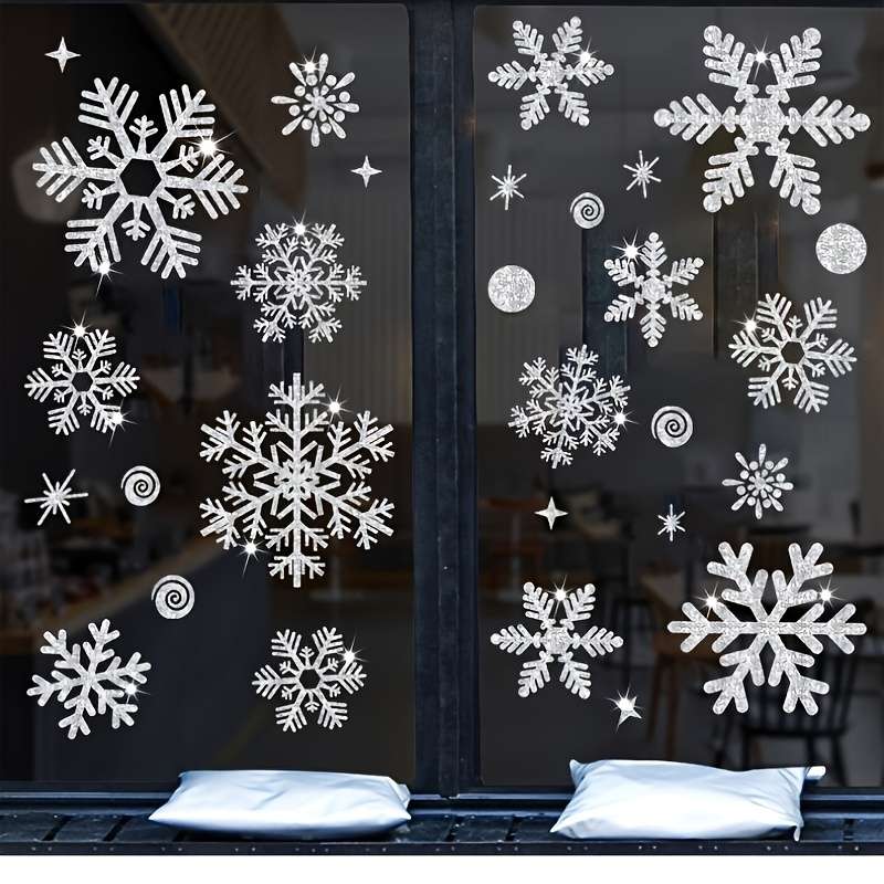 Window Stickers Color Silvery 2Sheets 59Pcs