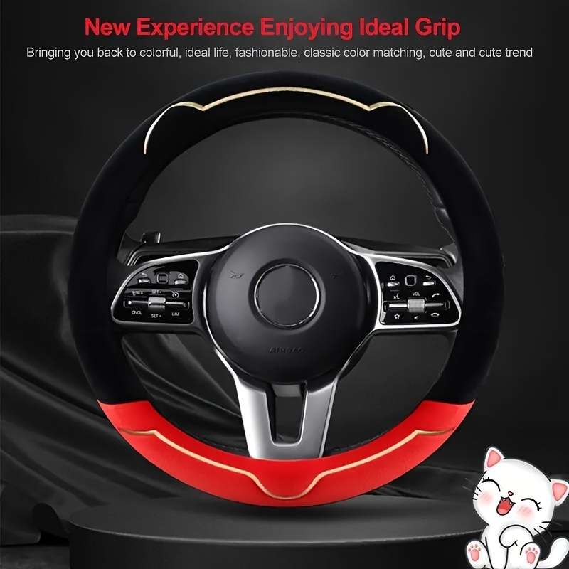 Car Steering Wheel Cover Black Pink
