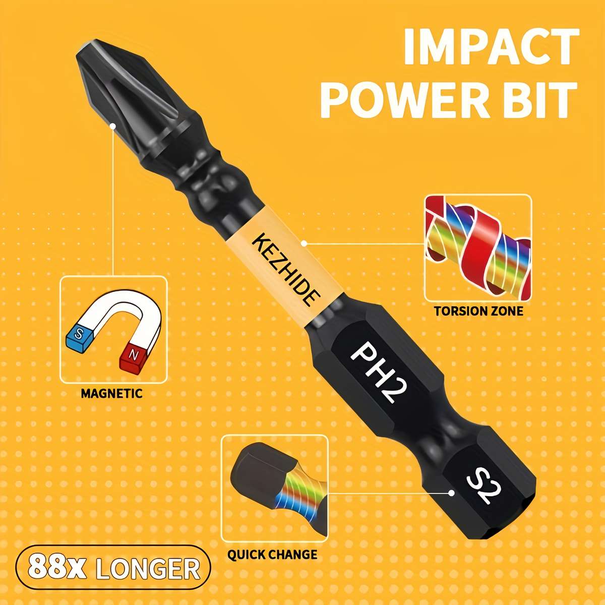 Screwdriver Bit Tool Set Model 50Mmph2 Quantity 5Pcs