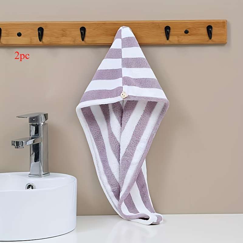 Hair Turban Striped Grayish Pink Quantity 2Pcs