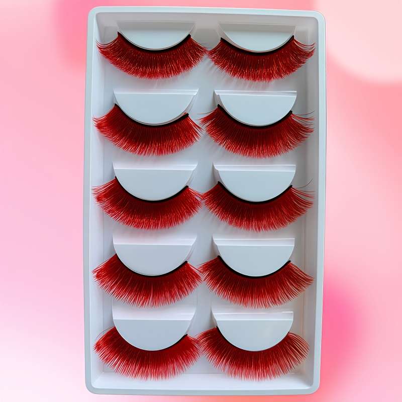 5 Pairs Natural Volume Mink Lashes Color 5pairs Mixed Colourful Eyelash 07mm