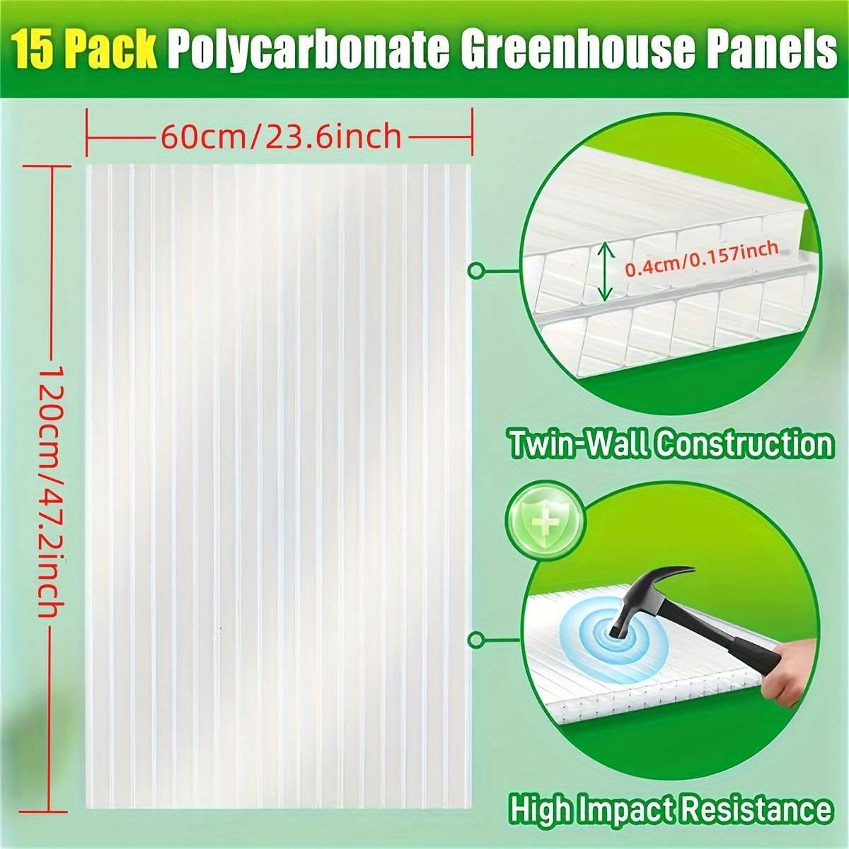 Polycarbonate Sheets Size 5994*5994Cm=5974*5974Cm