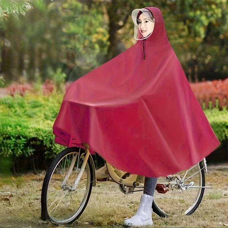 Raincoat Bicycle Double Brim Blue With Face Protection