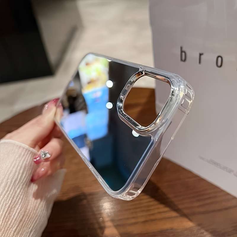 1Pc Silvery For iPhone 16 Makeup Mirror Phone Case