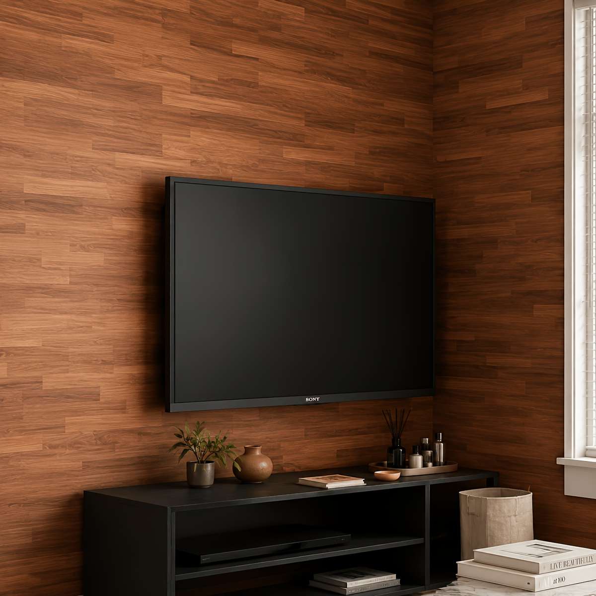 Self Adhesive Floor Stickers Embroidered Walnut Aluminum Foil 40Cm*200Cm