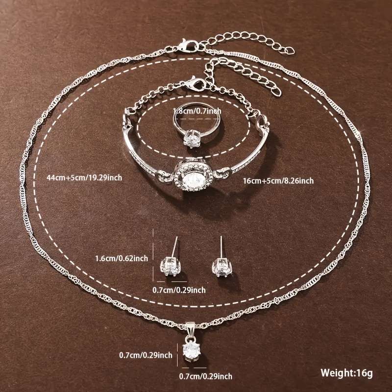 6Pcs Women Watches Jewelry Quartz Electronic Movement Round Analog Display
