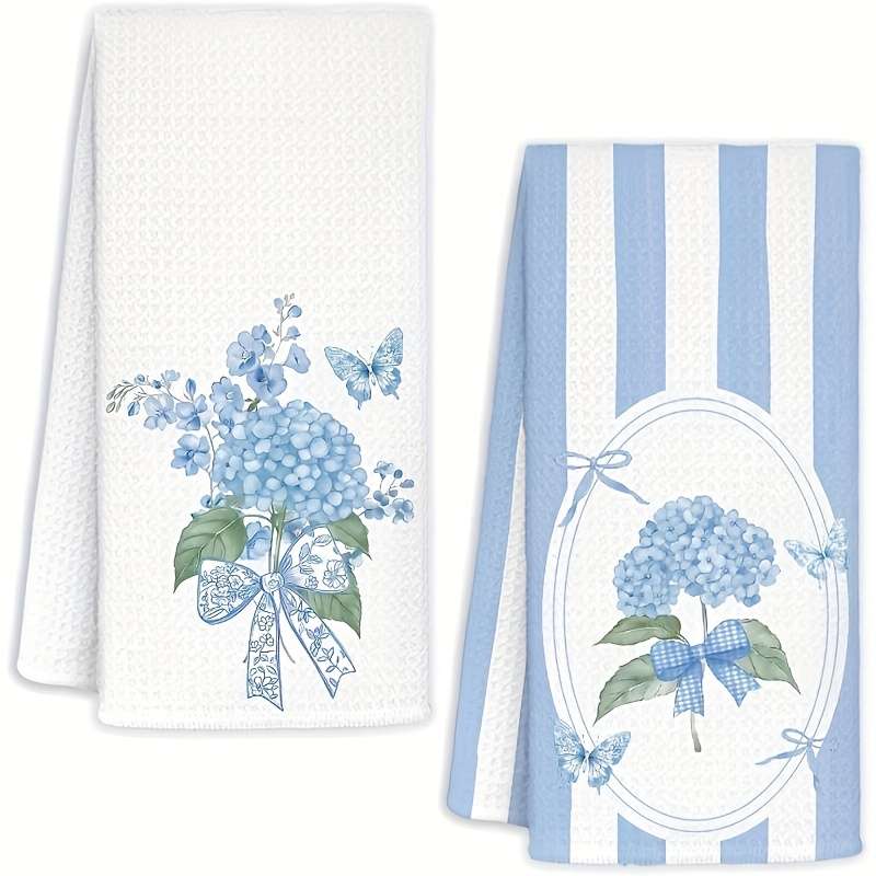 Rag Color 2 Pack Blue Striped Blue Hydrangea Butterfly