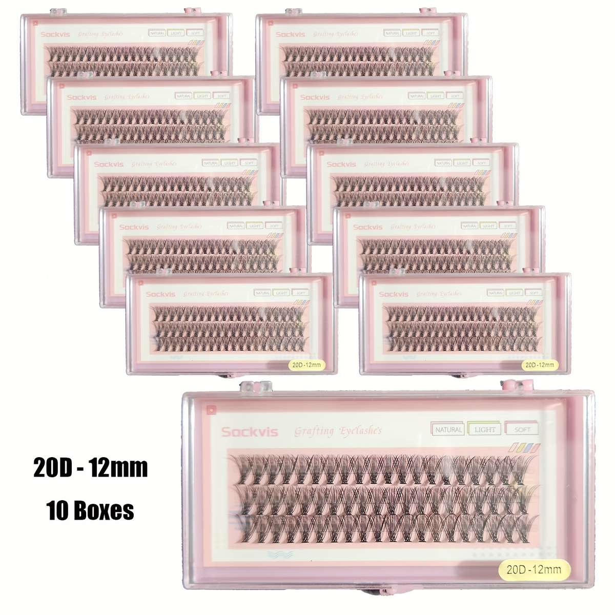 Natural Wispy Individual Lashes Model 20d 12mm 10 Boxes 14mm