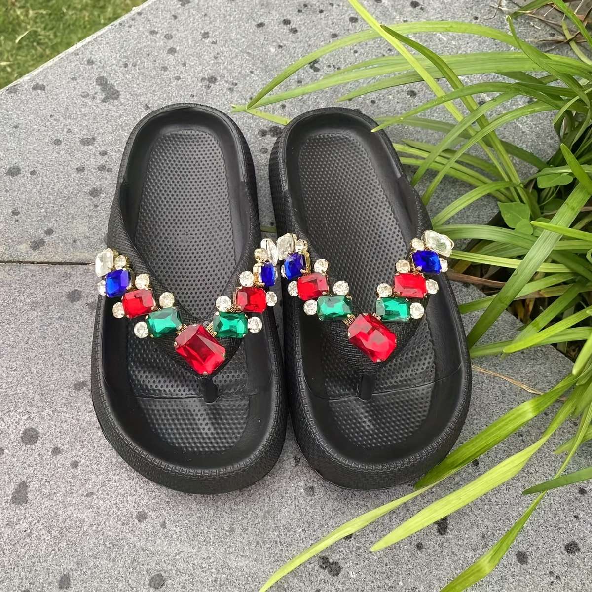 Ladies Summer Flip Flops Black Uk 7.5-8