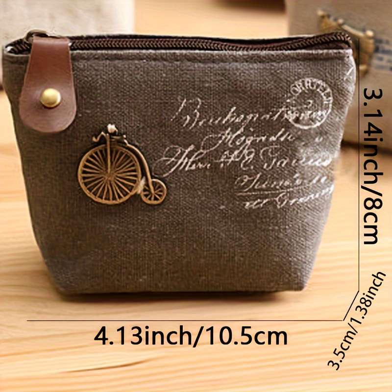Vintage-Inspired Canvas Wallet With Zippercompact High-Quality Large Capacity Women'S
