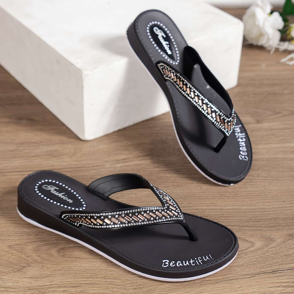 Ladies Summer Flip Flops Black Uk 6