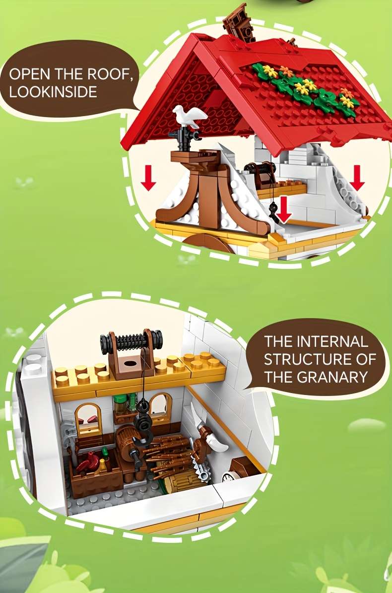 Building Toy Architectural Model Toy Set Color Granary  720 Pieces