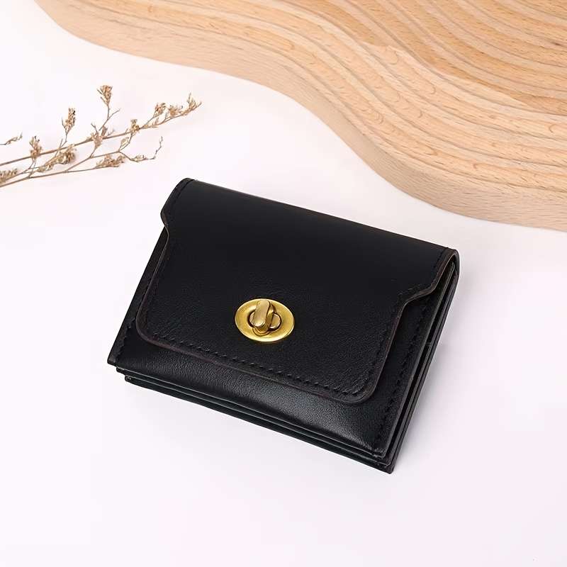 New Minimalist Women'S Compact Wallet With Three Compartments Large Capacity Short Design Fe