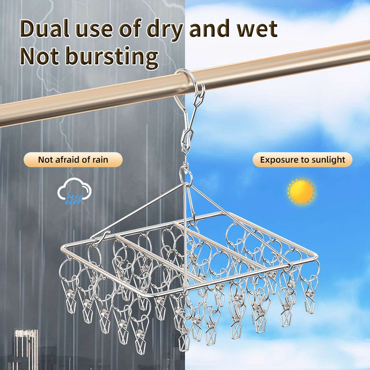 Clothes Rack 30 Clips Quantity 2Pcs
